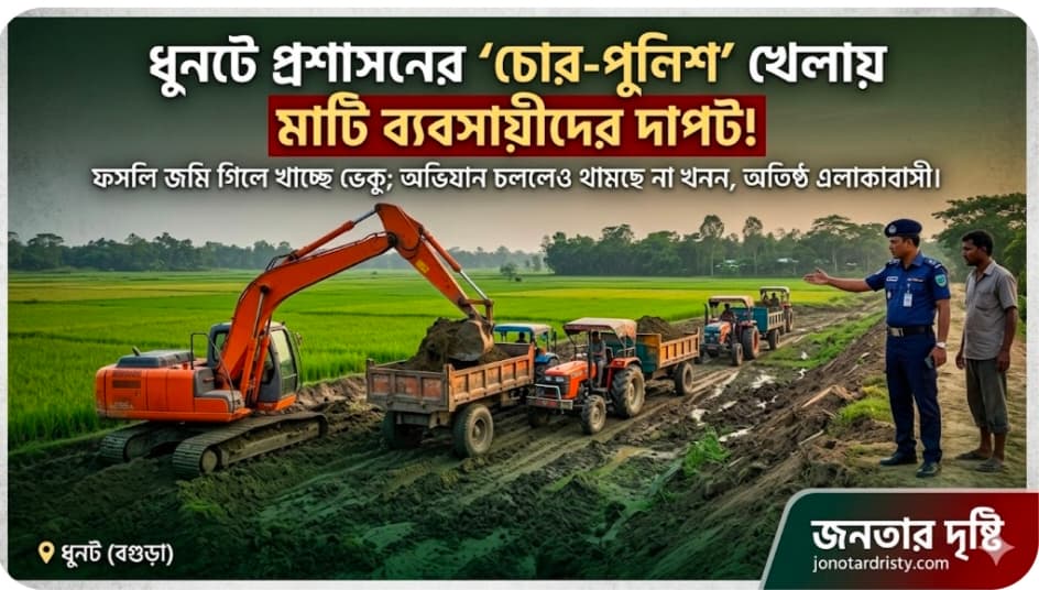 ধুনটে প্রশাসনের ‘চোর-পুলিশ’ খেলা: বেপরোয়া মাটি ব্যবসায়ীরা